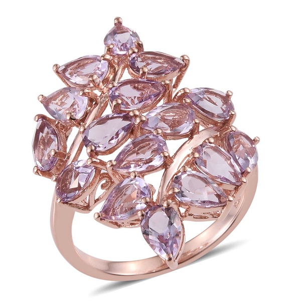 Rose De France Amethyst (Pear) Leaves Crossover Ring in Rose Gold Overlay Sterling Silver 5.500 Ct.