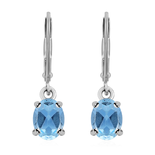 Blue Topaz Earrings (with Lever Back) in Sterling Silver 2.88 Ct.