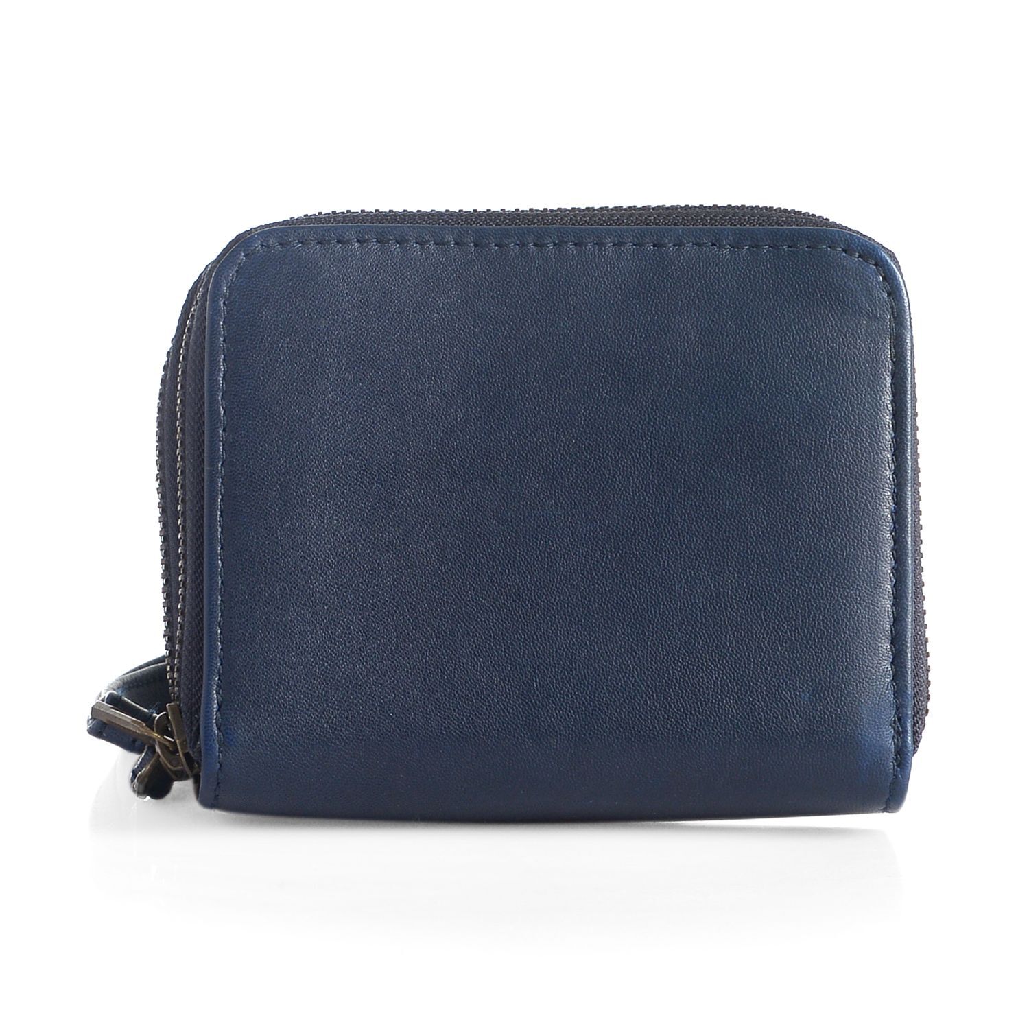 Genuine Leather RFID Blocker Blue Colour Ladies Wallet (Size 12x11x2 Cm)