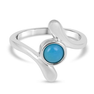 LucQ Drip Collection- Arizona Sleeping Beauty Turquoise Rings in Rhodium Overlay Sterling Silver