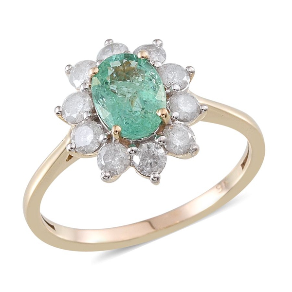9K Y Gold Boyaca Colombian Emerald (Ovl 1.10 Ct), Diamond Ring 2.000 Ct.