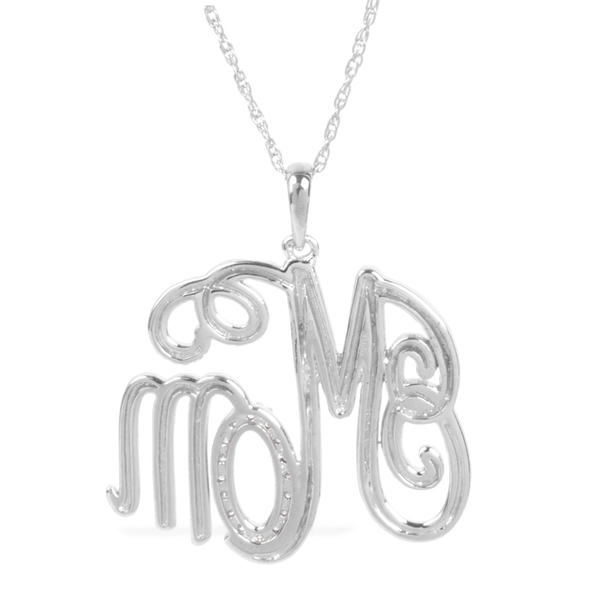 Diamond Mom Pendant with Chain (Size 18 with 2 inch Extender) in Sterling Silver 0.120 Ct. Silver wt 6.20 Gms.