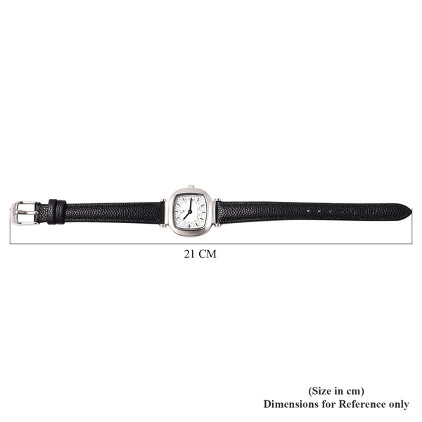 RACHEL GALLEY Lattice Collection Swiss Movement Watch with Black Genuine Leather Strap- White