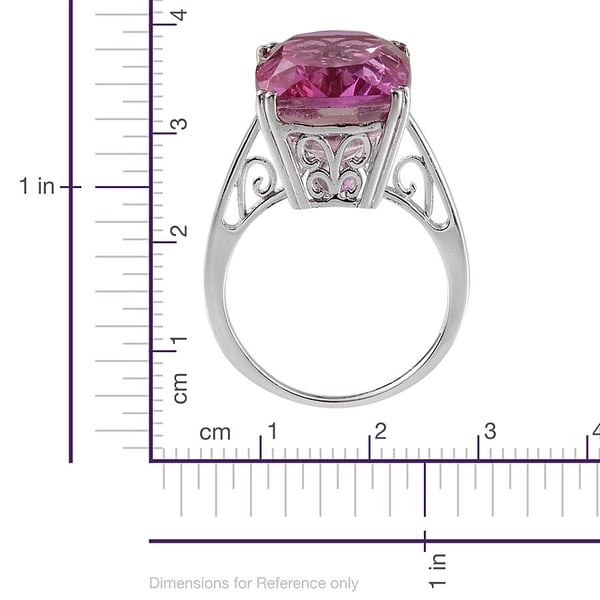 Kunzite Colour Quartz (Cush) Ring in Platinum Overlay Sterling Silver 15.000 Ct.
