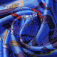 LA MAREY 100% Mulberry Silk Blue and Multicolour Periwinkle Print Scarf (180x110cm)
