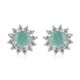Grandidierite and Natural Cambodian Zircon Starburst Halo Stud Earrings (with Push Back) in Platinum