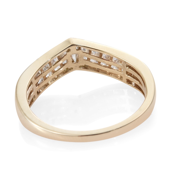 J Francis - 9K Yellow Gold (Bgt) Wishbone Ring Made with Finest CZ