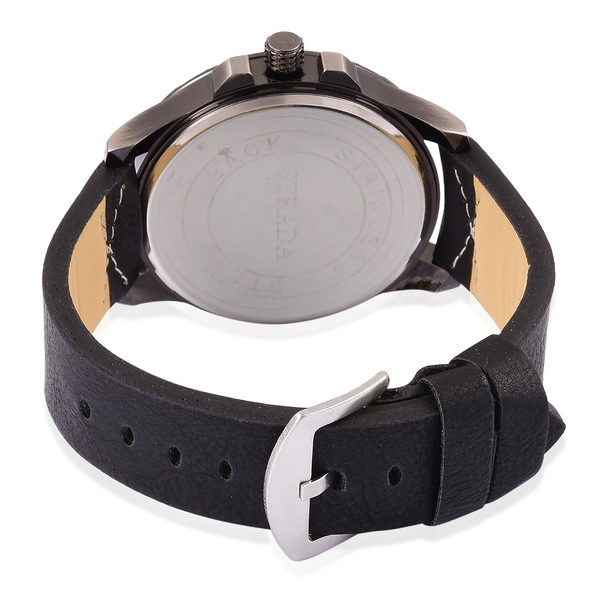 STRADA Japanese Movement Black Dial Water Resistant Watch in Black Tone with Stainless Steel Back and Black Colour Strap