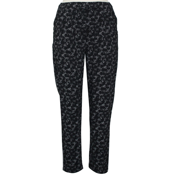 Pure and Natural Elasticated Tapered Printed Trousers in Black (Size 10, L: 27 inches)