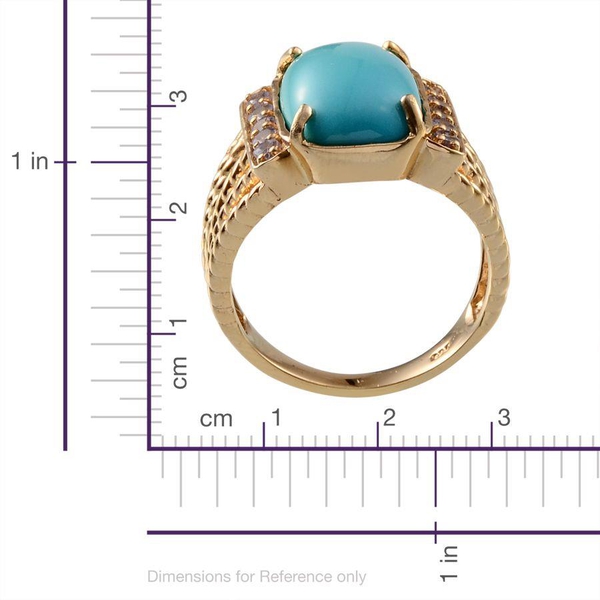 Arizona Sleeping Beauty Turquoise (Cush 5.00 Ct), Tanzanite Ring in 14K Gold Overlay Sterling Silver 5.500 Ct.