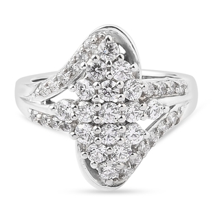 Lustro Stella Platinum Overlay Sterling Silver Ring Made with Finest CZ 2.09 Ct.