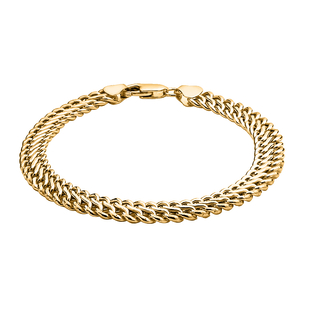 9K Yellow Gold Hollow Double Curb Bracelet (Size 7.25) with Lobster Clasp, Gold Wt. 4.30 Gms