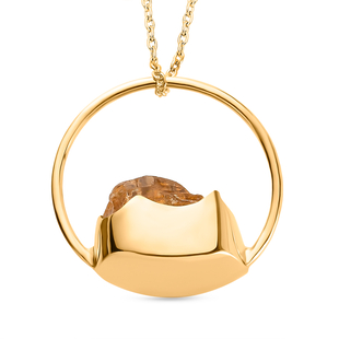 Citrine Circle Pendant with Chain (Size 20) in Yellow Gold Overlay Sterling Silver 13.24 Ct.