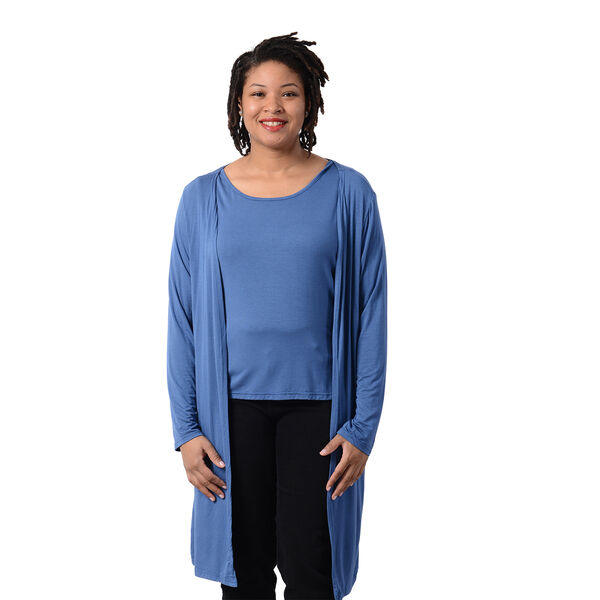 2 Piece Set Matching Cardigan and Tank Top in Solid Blue 6297702 TJC