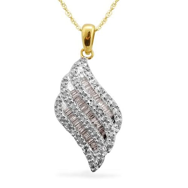 9K Y Gold Diamond (Bgt) Pendant With Chain 0.330 Ct.