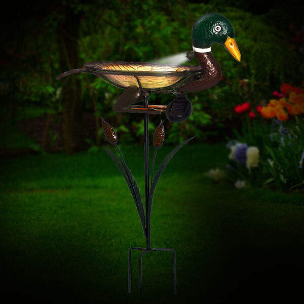 Solar-Powered Garden Birdbath - Duck - 6064113 - TJC