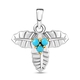 Arizona Sleeping Beauty Turquoise Three Leaf Pendant in Platinum and Gold Overlay Sterling Silver