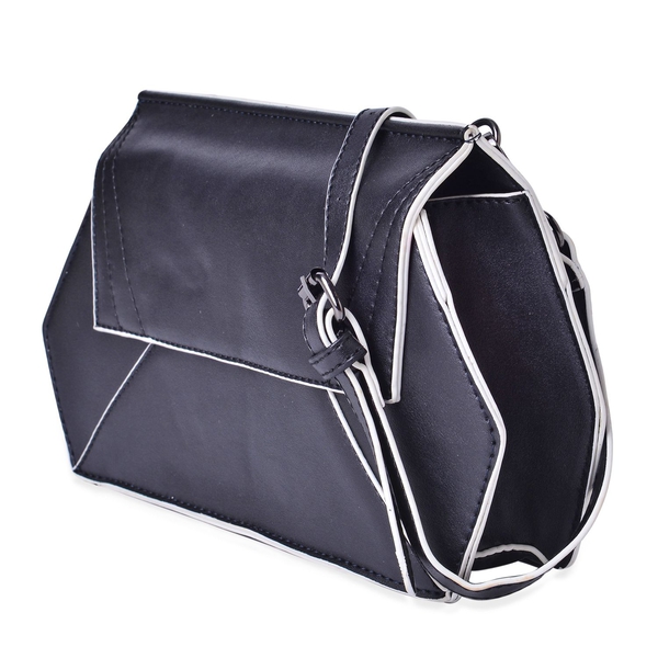 Classic Black and White Colour Crossbody Bag with Adjustable and Removable Shoulder Strap (Size 27.5x16.5x6 Cm)