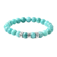 Personalised Engravable Amazonite Beads Stretchable Bracelet, Stainless Steel, Size 6.5"