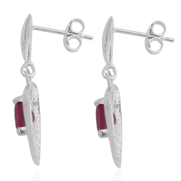 African Ruby (Trl) Earrings (with Push Back) in Sterling Silver 2.000 Ct.