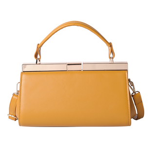 BOUTIQUE COLLECTION Yellow Clutch Bag with Detachable Shoulder Strap and Top Handle (Size 26x13x16 C