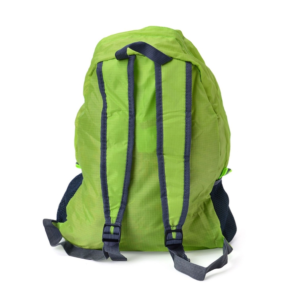 Set of 2 - Green Colour Foldable Backpack and Storage Bag (Size 44x30x13 Cm, 26.5x16x9.5 Cm)
