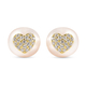 White Freshwater Pearl and Simulated Diamond Stud Earrings (with Push Back) in Yellow Gold Overlay S
