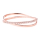 Isabella Liu Collection - Natural White Cambodian Zircon (Rnd) Bangle (Size 8) in Rose Gold Overlay Sterling Silver Silver Wt 21 Grams