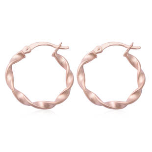 NY Close Out Deal - Rose Gold Overlay Sterling Silver Hoop Earrings (with Clasp)