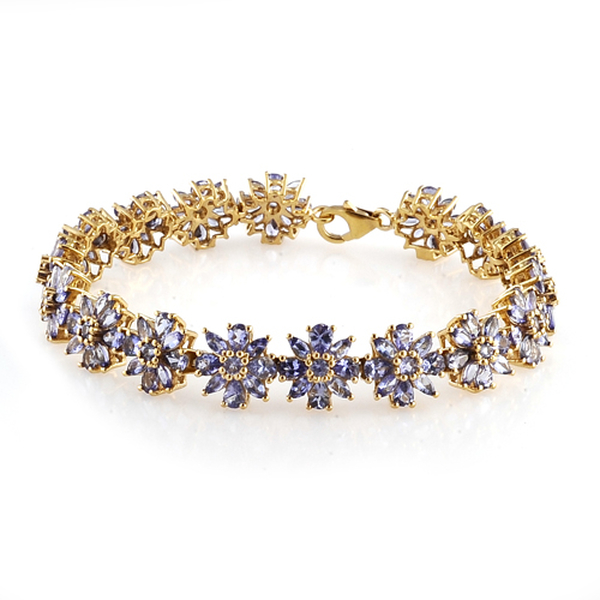 Tanzanite (Pear) Bracelet (Size 7.5 with Extender) in 14K Gold Overlay Sterling Silver 14.000 Ct.