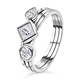 Set of 3 - Moissanite Ring in Rhodium Overlay Sterling Silver