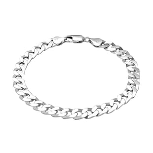Hatton Garden Close Out Deal- Sterling Silver Square Curb Bracelet (Size - 8), With Lobster Clasp, S