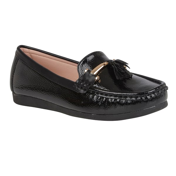 Lotus Crinkle Patent Mia Loafers (Size 3) - Black