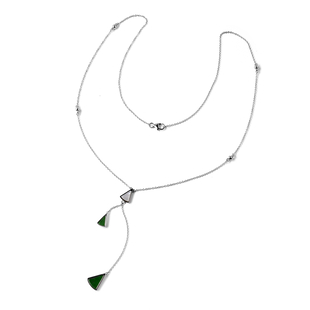 Isabella Liu Dance of Ginkgo - Green Jade and White Mother of Pearl Lariat Necklace (Size 26) in Rho