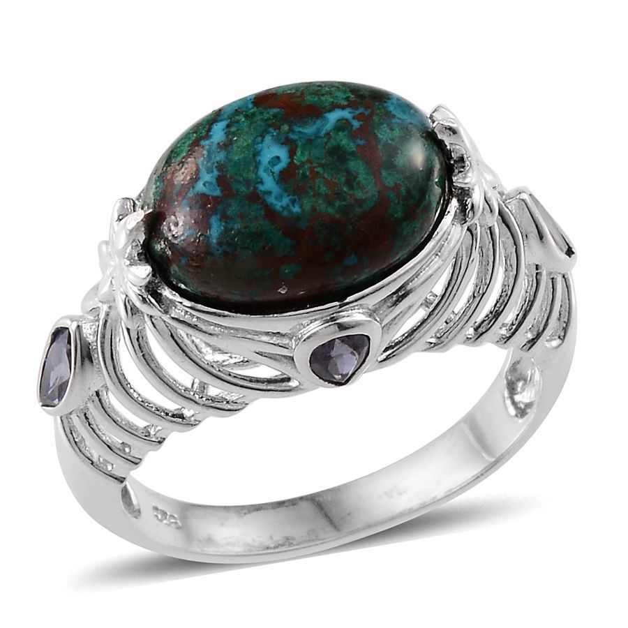 Table Mountain Shadowkite (Ovl 9.00 Ct), Iolite Ring in Platinum Overlay Sterling Silver 9.650 Ct.