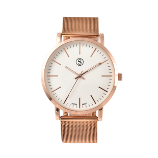 Personalised Engravable STRADA Japanese Movement Watch with Rose Tone and Rose mesh Strap