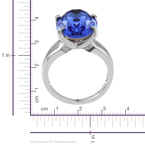 Lustro Stella  - Sapphire Colour Crystal (Ovl) Ring in ION Plated Platinum Bond