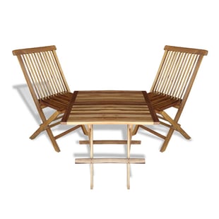 Bali Collection - Set of Two Wooden Folding Chairs (Size:90x47x40x34Cm) and a Square Table (61x61Cm)