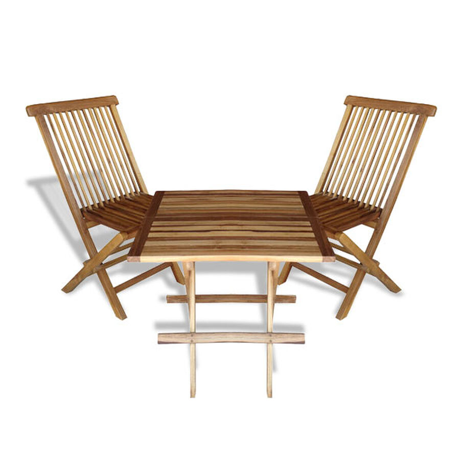 Bali Collection - Set Of Two Handmade Wooden Folding Chairs (Size:90X47x40x34 Cm) And A Square Table (Size 61 Cm)