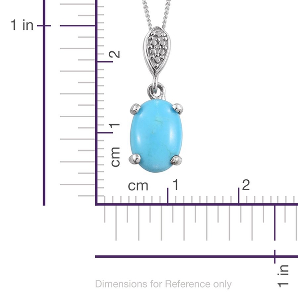 Arizona Sleeping Beauty Turquoise (Ovl) Solitaire Pendant With Chain in Platinum Overlay Sterling Silver 1.500 Ct.