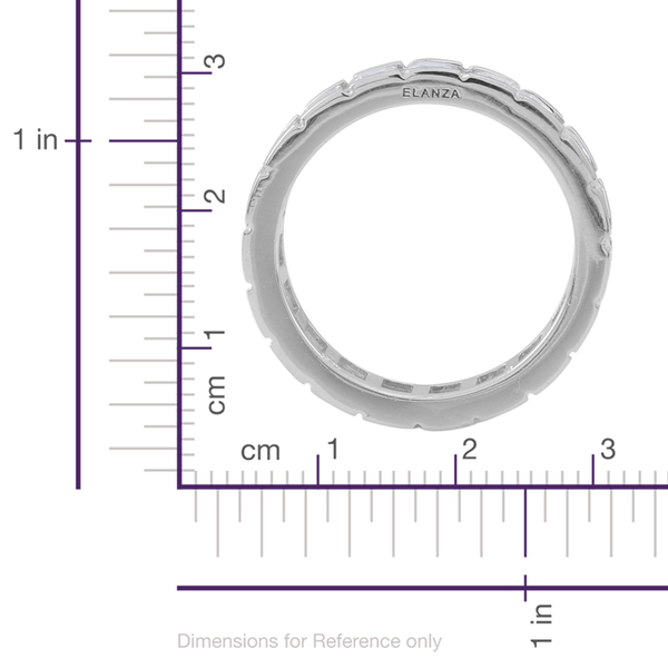 ELANZA AAA Simulated White Diamond (Sqr) Full Eternity Ring in Rhodium Plated Sterling Silver