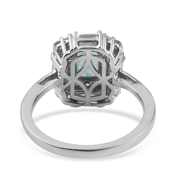 Grandidierite and Natural Cambodian Zircon Ring in Platinum Overlay Sterling Silver 2.50 Ct.