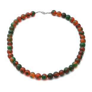 Multi Shade Carnelian Beads Necklace (Size 18) in Sterling Silver 289.00 Ct.