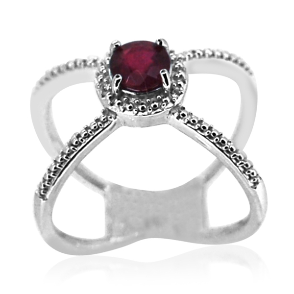 African Ruby (Rnd) Solitaire Ring in Rhodium Plated Sterling Silver 1.330 Ct.