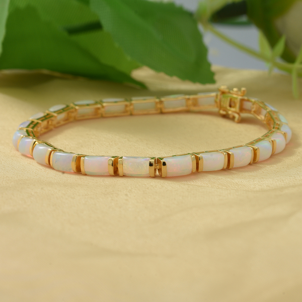 Collectors Edition- Ethiopian Welo Opal Bracelet (Size - 7) in Gold Overlay CTW 8.00 Carats