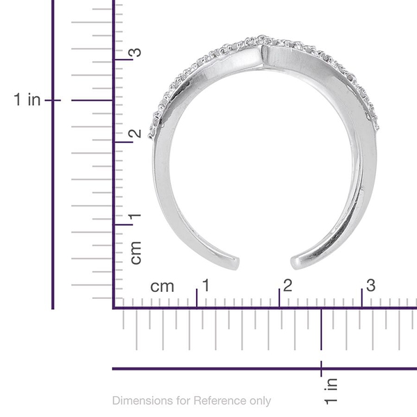 Diamond (Rnd) Chevron Ring in Platinum Overlay Sterling Silver 0.330 Ct.