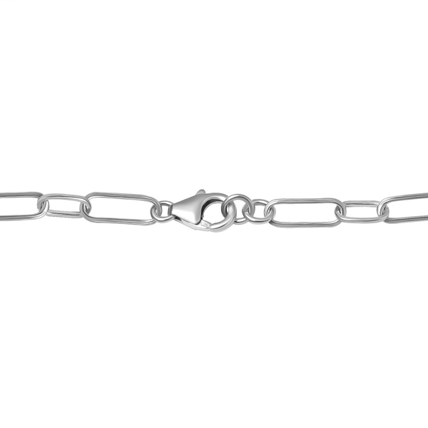 Platinum Overlay Sterling Silver Paperclip Necklace (Size - 22) With Lobster Clasp, Silver Wt. 7.70 Gms