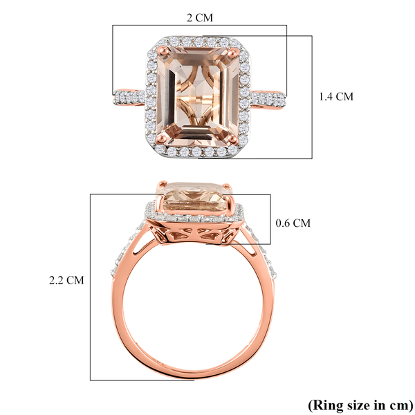 14K Rose Gold AAA Morganite and Diamond Ring 4.39 Ct.