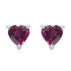 Purple Garnet Heart Stud Earrings (with Push Back) in Sterling Silver 1.00 Ct.