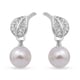 Freshwater Pearl and Simulated Diamond Drop Earrings (with Push Back) in Rhodium Overlay Sterling Si